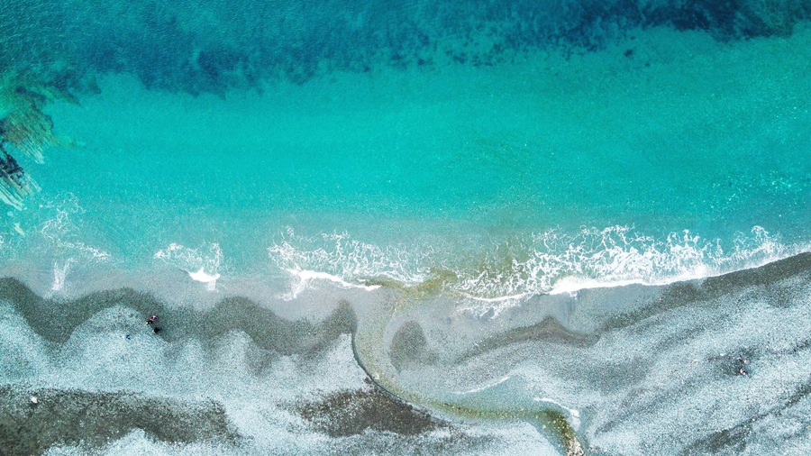 Aerial view of the tropical Middle Cove Beach in Canada