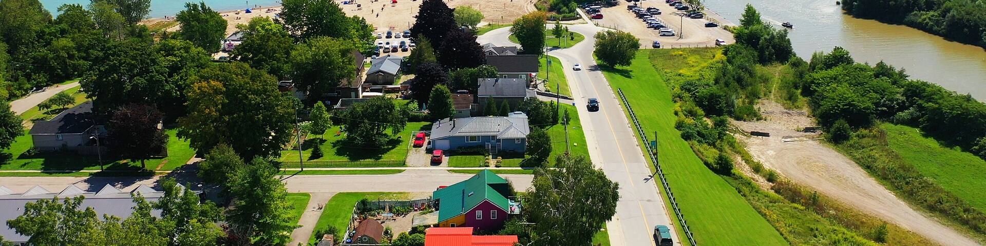 Aerial scene of Port Burwell, Ontario, Canada