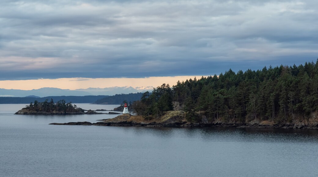 Gulf Islands on the West Coast of Pacific Ocean. Canadian Nature Landscape Background. Summer Sunrise. Near Vancouver Island, British Columbia, Canada.