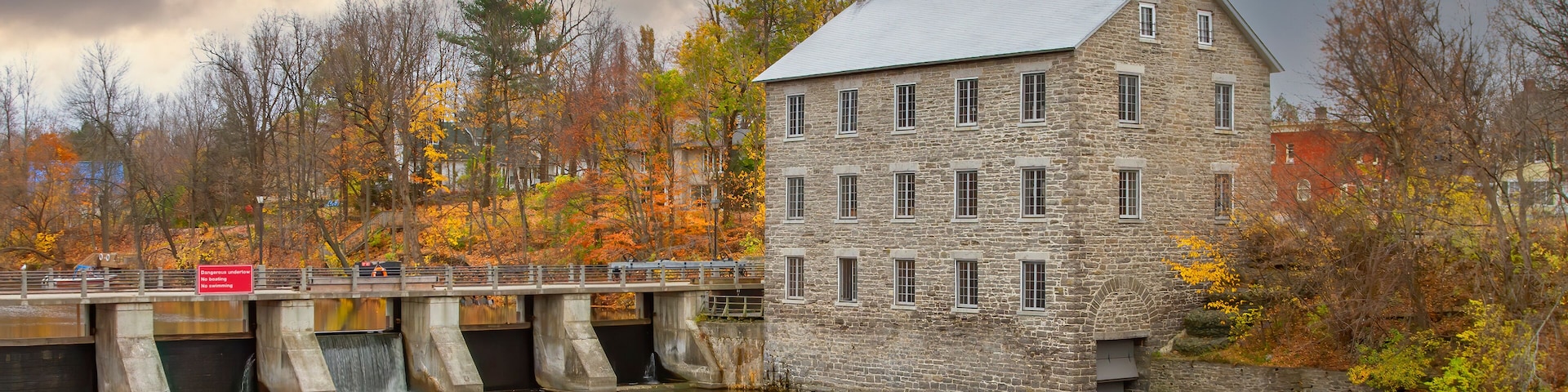 Watson's Mill on a cold autumn morning in Manotick, Ontario, Canada