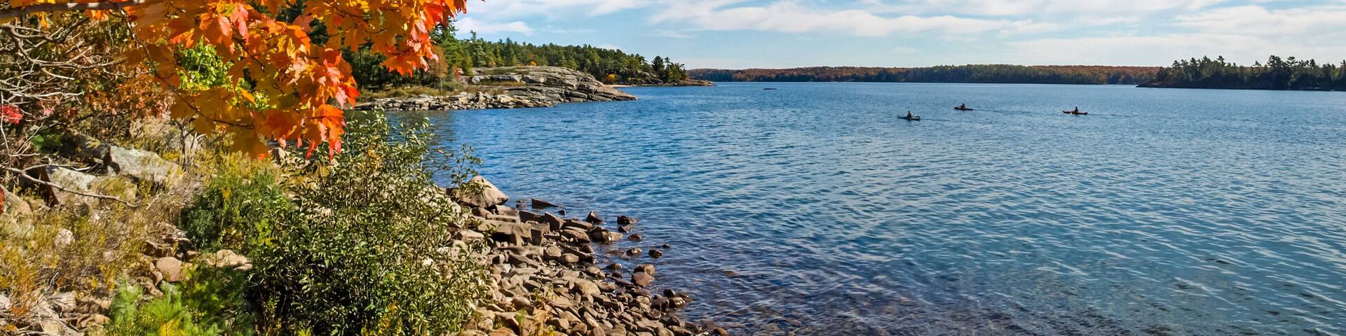 Autumn on the shore of Lake Huron, a beautiful autumn landscape