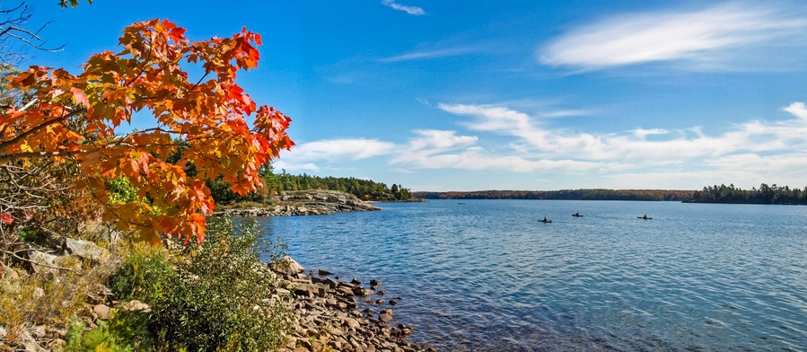 Autumn on the shore of Lake Huron, a beautiful autumn landscape