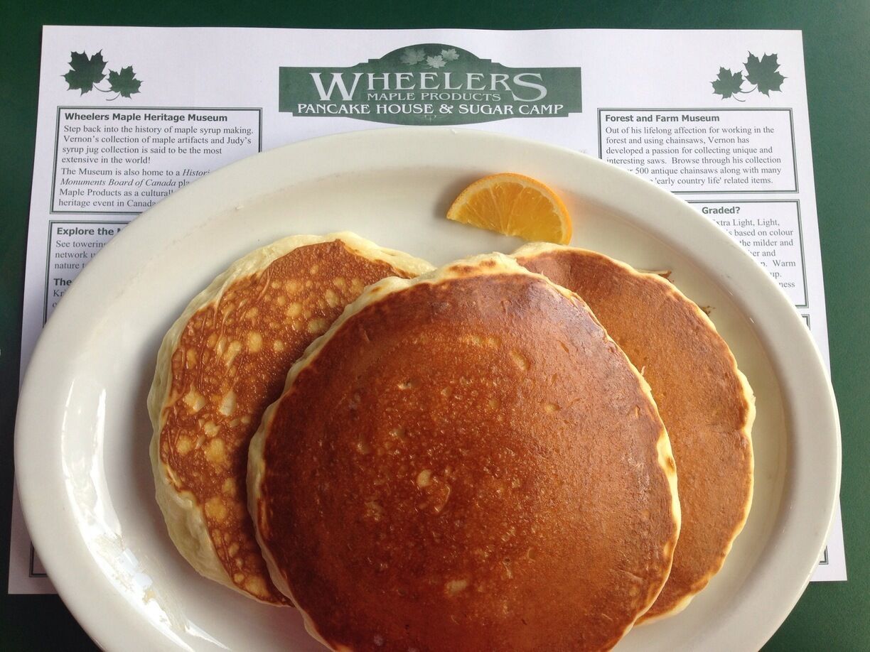 All I can say is OMG!!! I am in Maple Syrup heaven. Pancakes are huge and the syrup to die for! My eyes obviously bigger than my tummy, I had no idea the pancakes would be this big.

This place carries the Guinness's record for the most pancake artifacts, there's a museum on site with a cute playground. Acres if the property are tapped into maple tress producing the sap needed to make syrup. 

The restaurant is open from 9-3 everyday except Christmas. 

They only accept cash but there is an ATM on site.

Some history, owned and operated by the Wheeler family since 1978 and is one of the largest producers of maple syrup in all of Ontario. 

Their operation consists of more than 20,000 taps on 730 acres of land. 

It's very secluded in the area but very impressive. Worth the drive out here.

#food #pancakes #maplesyrup
