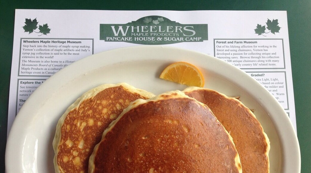 All I can say is OMG!!! I am in Maple Syrup heaven. Pancakes are huge and the syrup to die for! My eyes obviously bigger than my tummy, I had no idea the pancakes would be this big.
This place carries the Guinness's record for the most pancake artifacts, there's a museum on site with a cute playground. Acres if the property are tapped into maple tress producing the sap needed to make syrup.
The restaurant is open from 9-3 everyday except Christmas.
They only accept cash but there is an ATM on site.
Some history, owned and operated by the Wheeler family since 1978 and is one of the largest producers of maple syrup in all of Ontario.
Their operation consists of more than 20,000 taps on 730 acres of land.
It's very secluded in the area but very impressive. Worth the drive out here.
#food #pancakes #maplesyrup