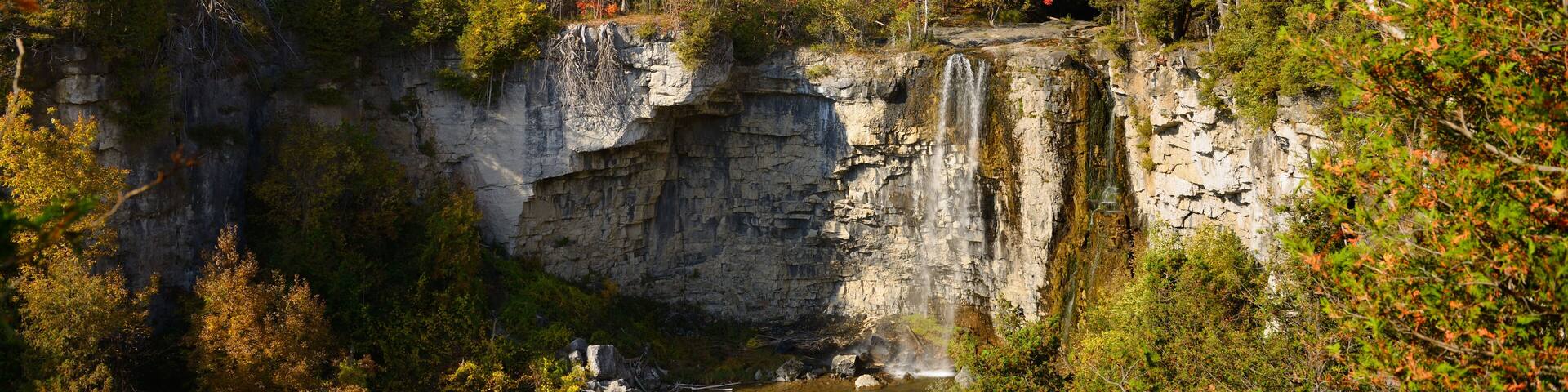 Eugenia Falls on the Beaver river Ontario Canada with Fall trees in color