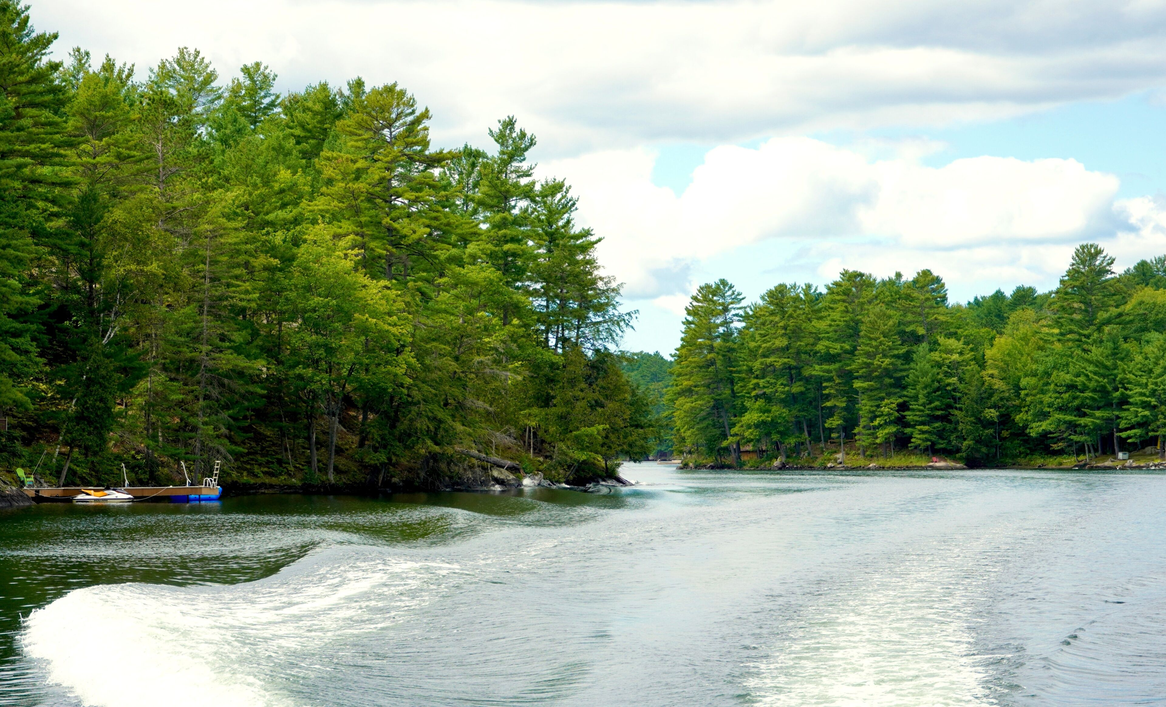 Boating on the Trent Severn Waterway in Muskoka Ontario, Canada