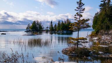view of Lake Huron from South Baymouth in early winter.