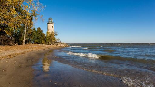 The historic Pelee Island Lighthouse in autumn