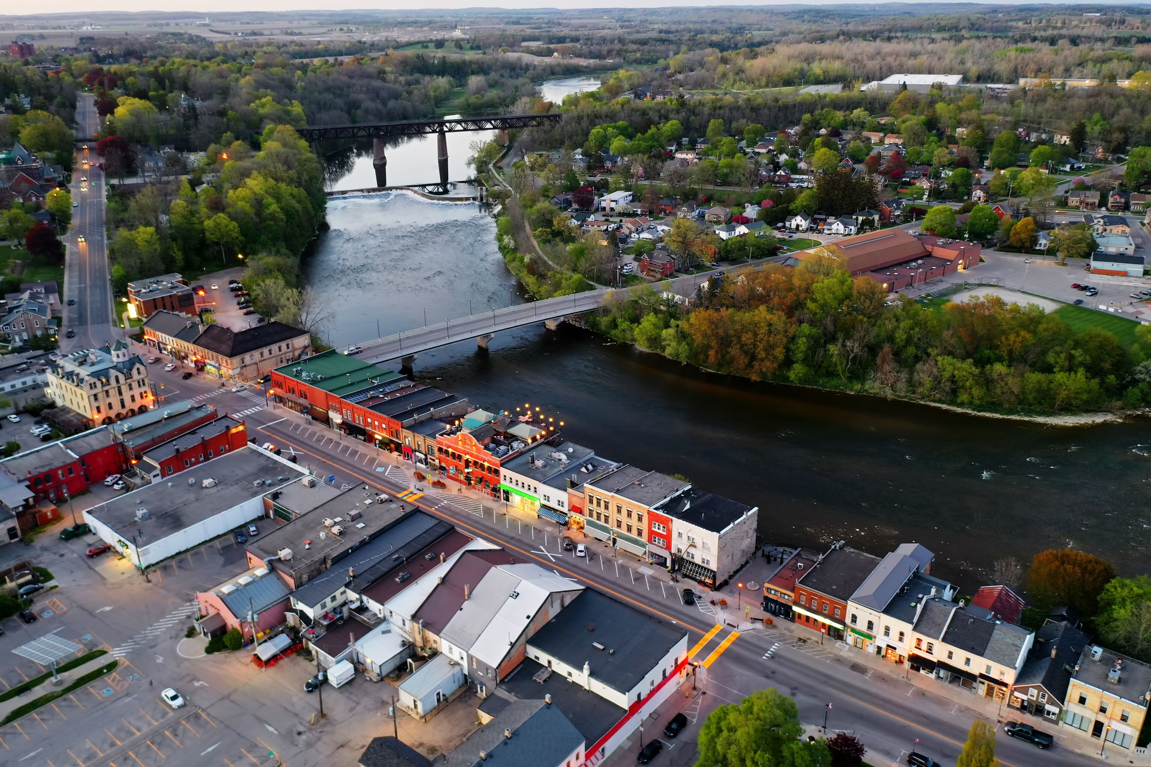 Aerial scene Paris, Canada at night