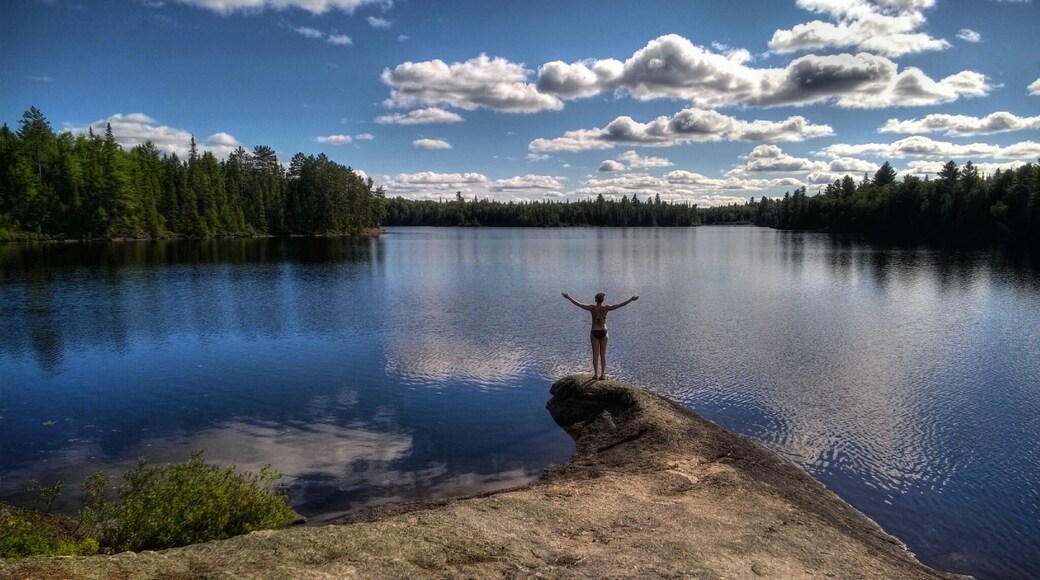 We got this amazing campsite while canoe camping in La Verendrye. This rock was perfect for sun tanning and star gazing!