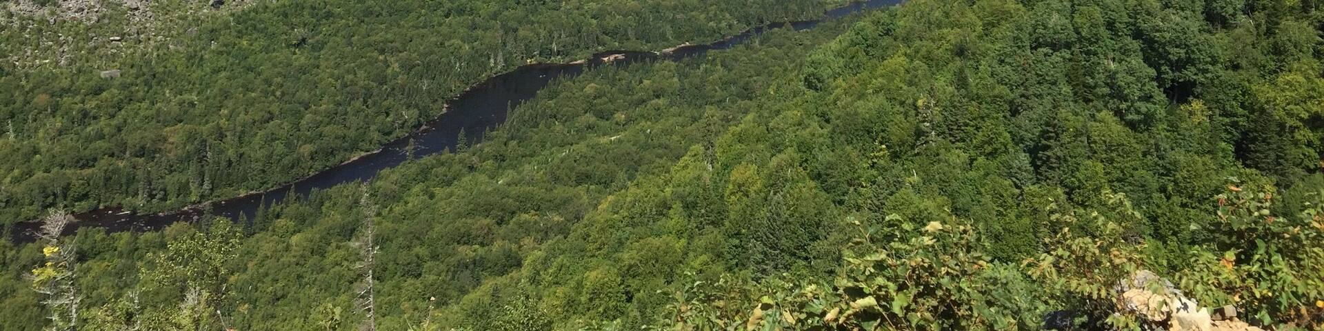Hiking the L’ Acropole des Draveurs trail. This is from the first viewpoint about 1.5km up the trail.