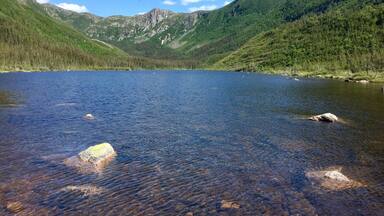 Lac Aux Americains with Mont Xalibu in the distance.