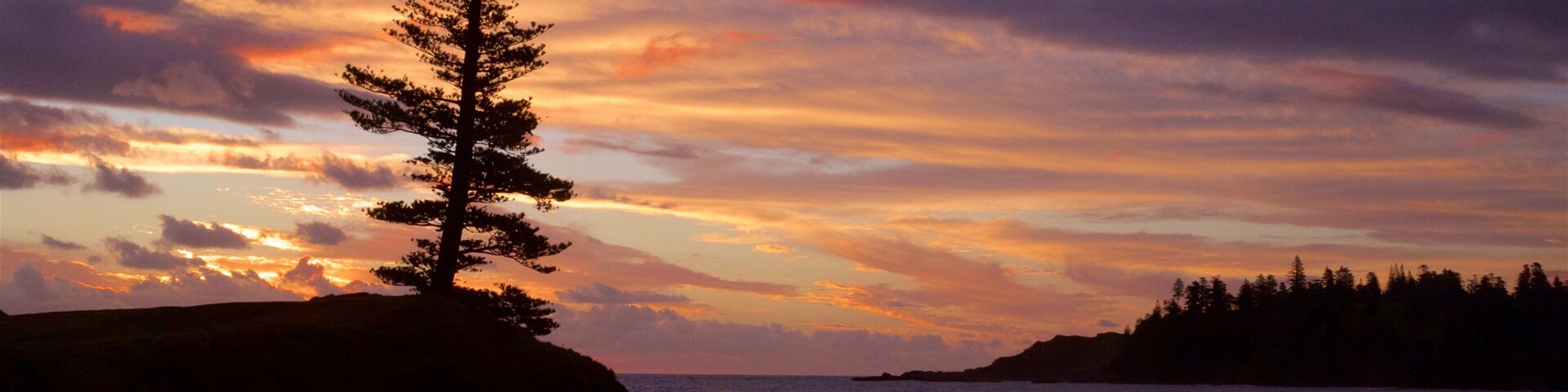Isla Norfolk que incluye vistas de una costa y un atardecer