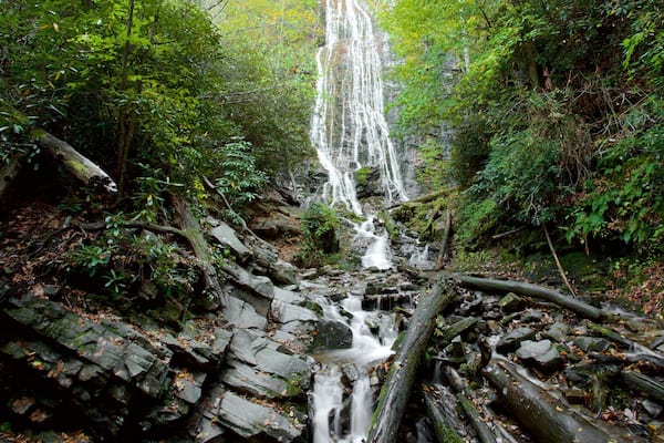 Great Smoky Mountains Nationalpark mit einem Berge, Wasserfall und Waldmotive