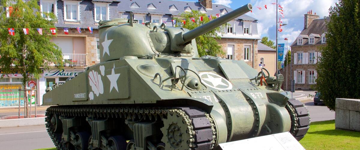 Avranches featuring heritage elements and military items