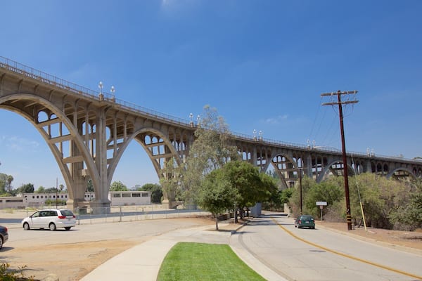 Colorado Street Bridge featuring a bridge and street scenes