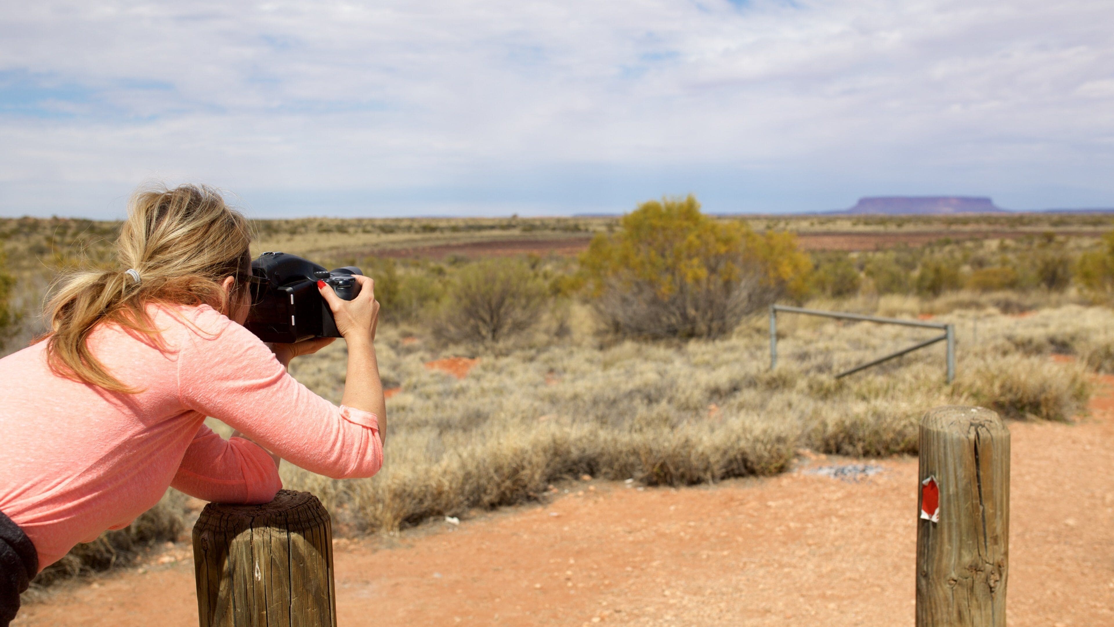 Alice Springs featuring desert views as well as an individual femail