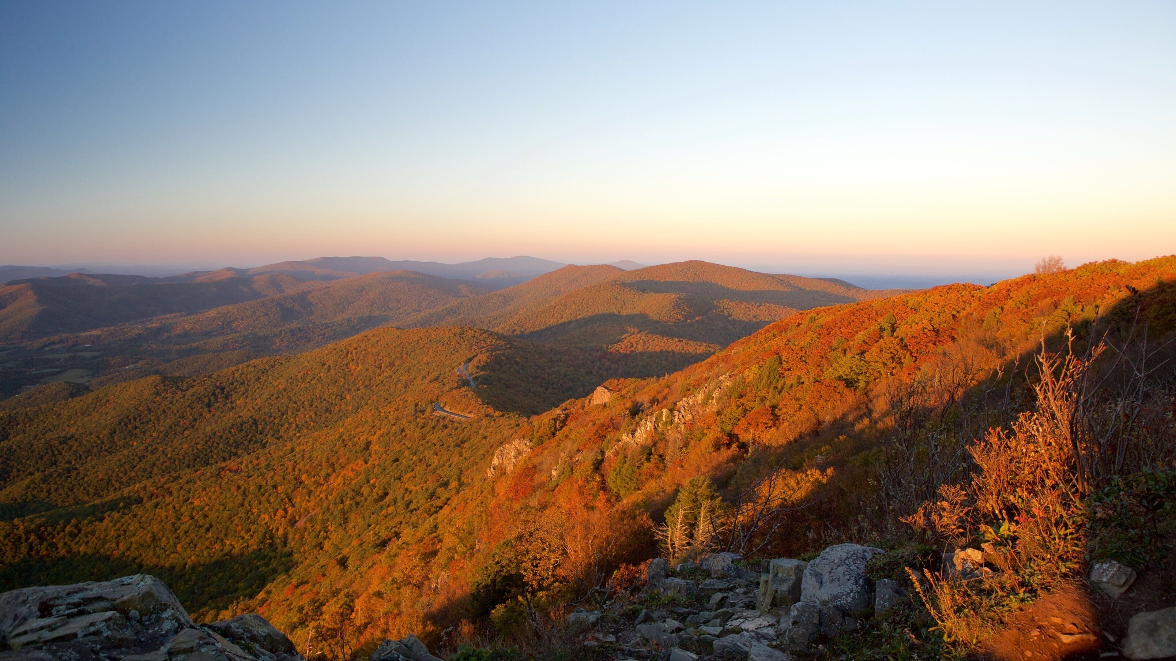 Shenandoah National Park featuring mountains and a sunset