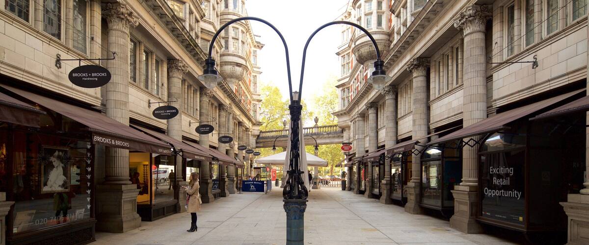 Bloomsbury which includes a square or plaza, heritage architecture and a city