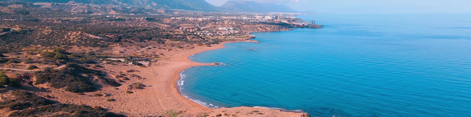 Aerial view of Alagadi Beach in Esentepe, Kyrenia, North Cyprus