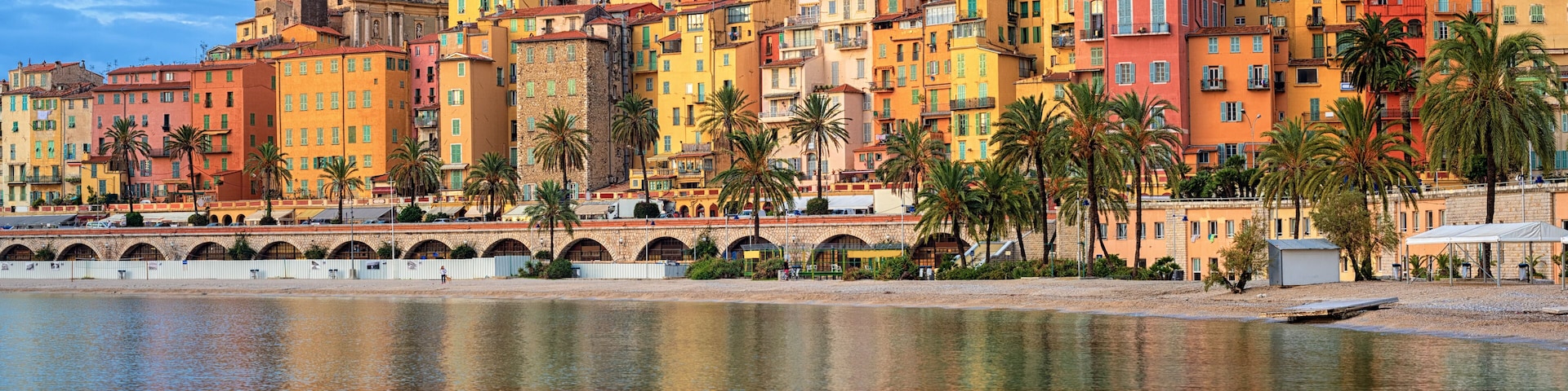 Colorful houses in the Old Town Menton, french Riviera, France