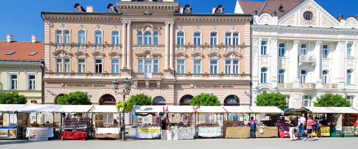 Novi Sad showing heritage architecture, markets and street scenes