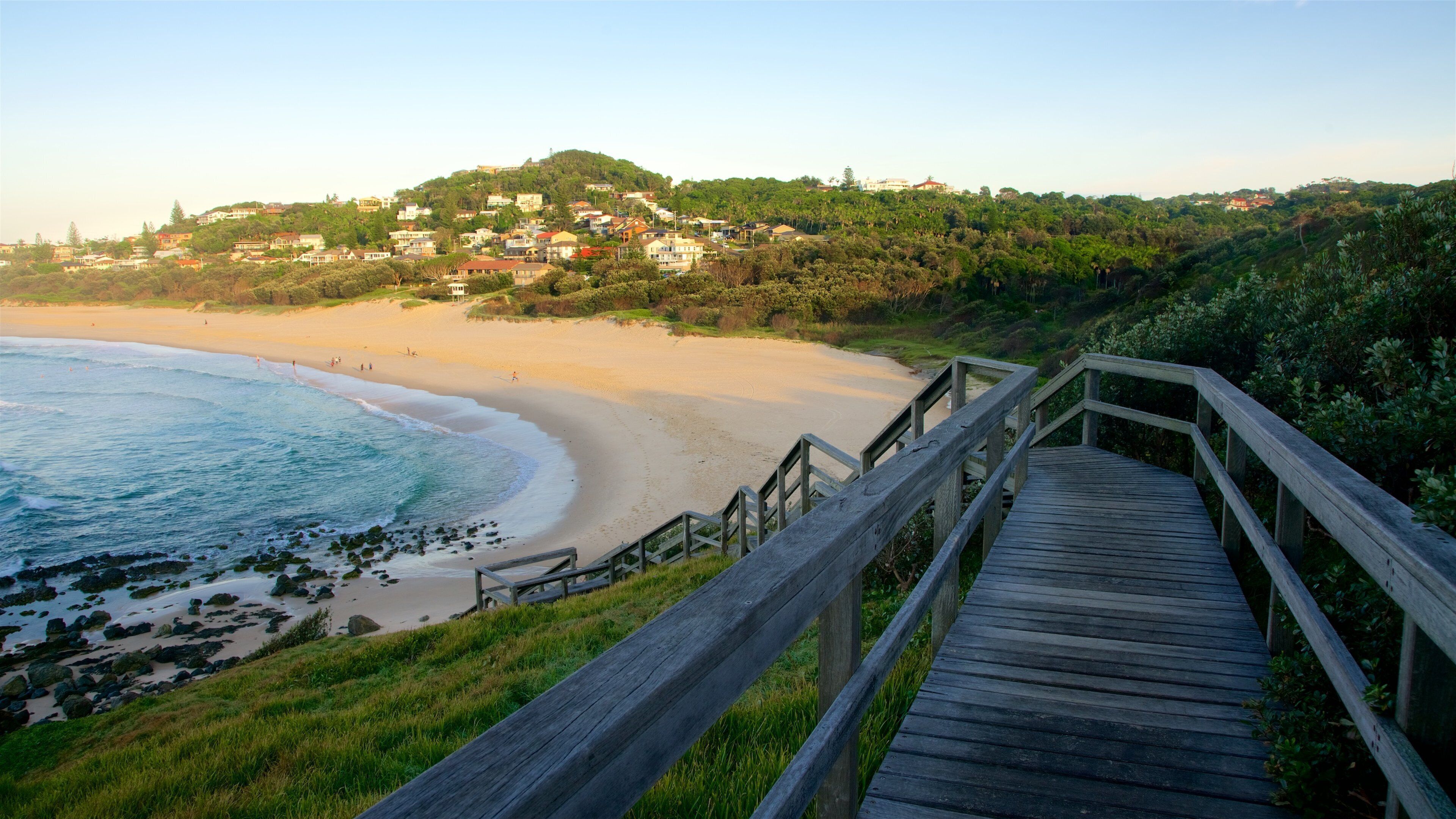 Port Macquarie which includes views, a beach and rugged coastline