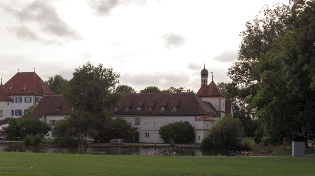 Panorama view to Schloss Blutenburg on a warm summer evening.