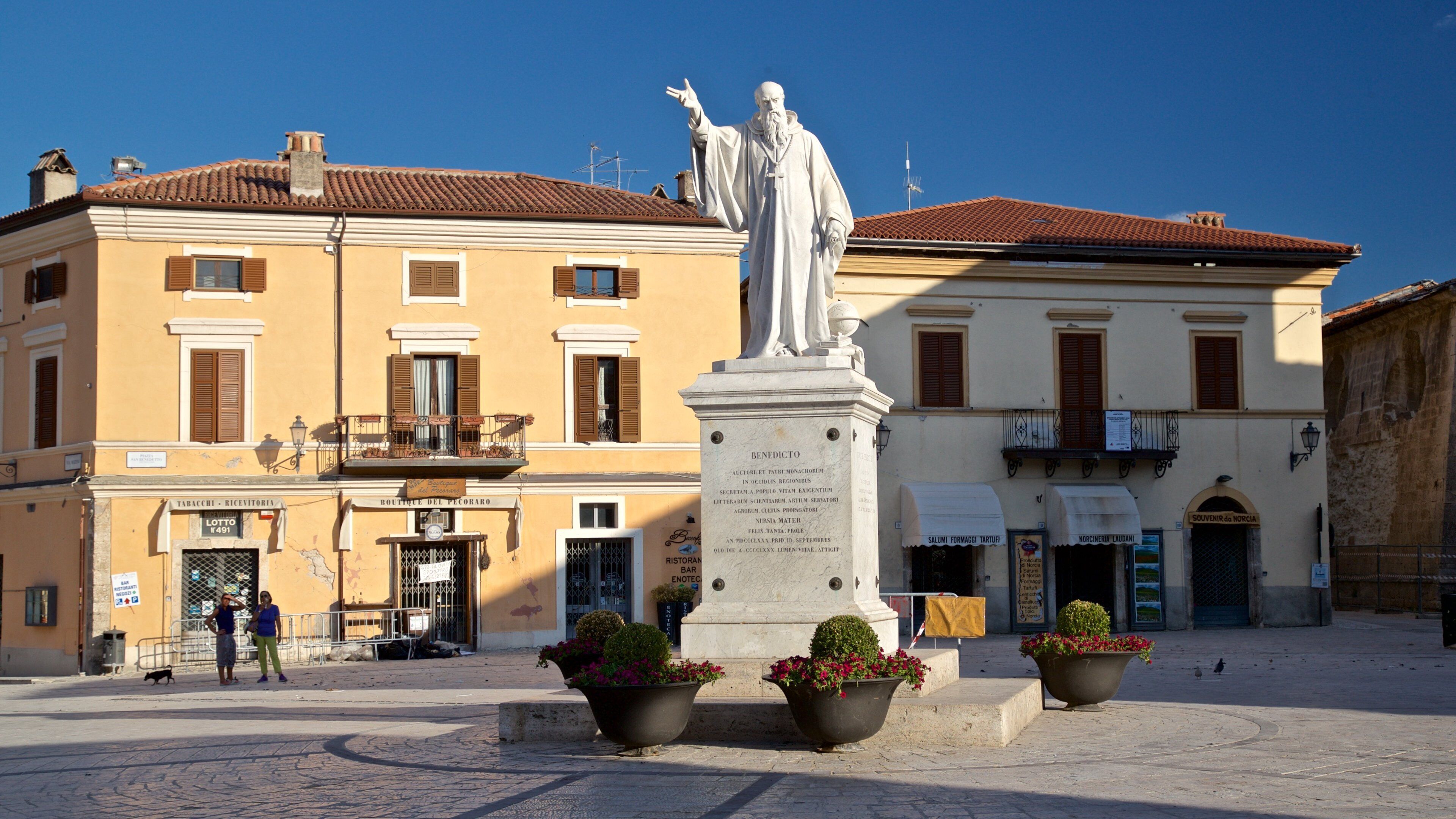 Norcia featuring flowers and a statue or sculpture