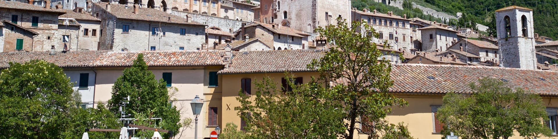 Gubbio which includes a small town or village and heritage architecture