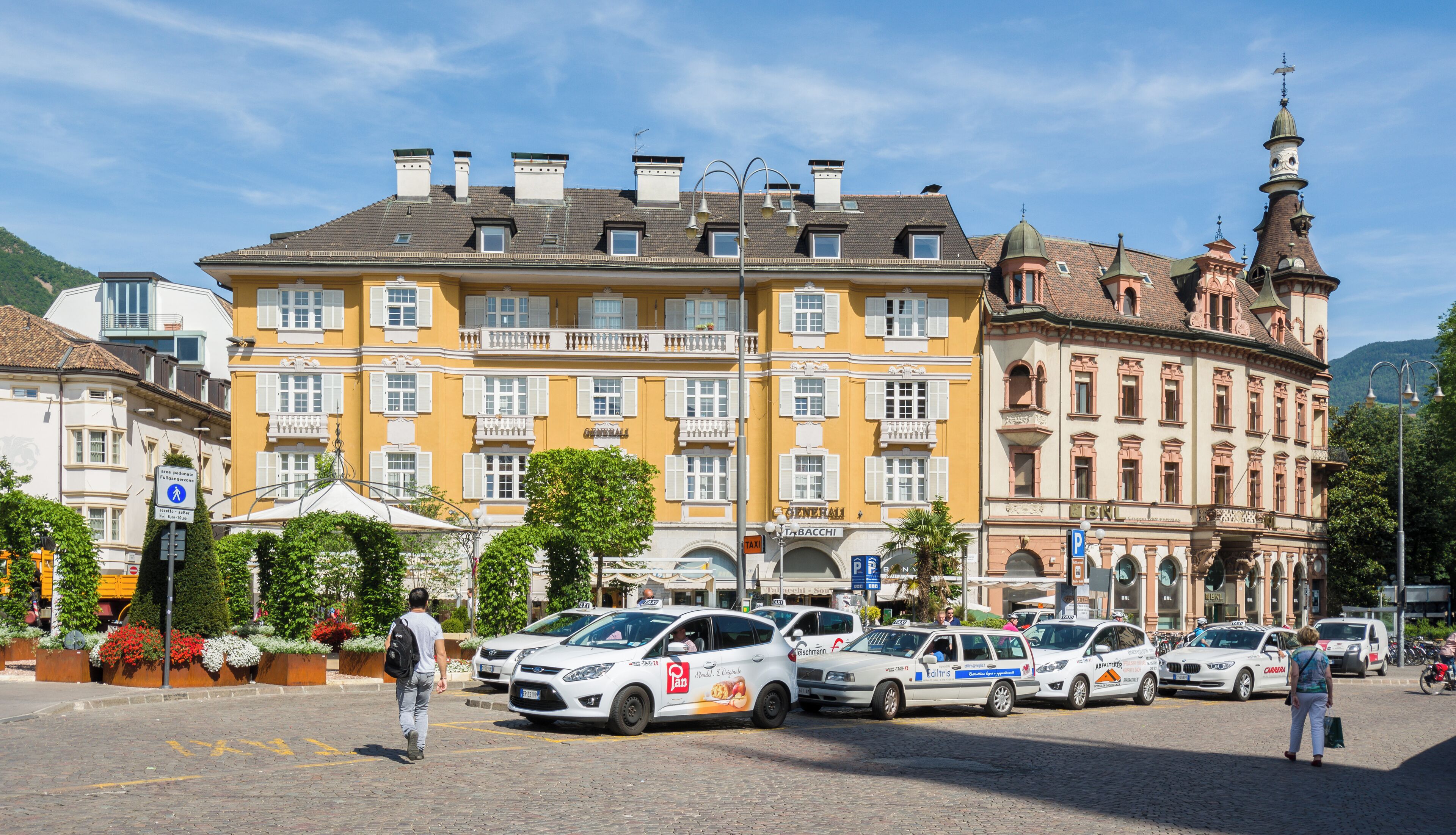 Row of houses at the Waltherplatz in Bolzano