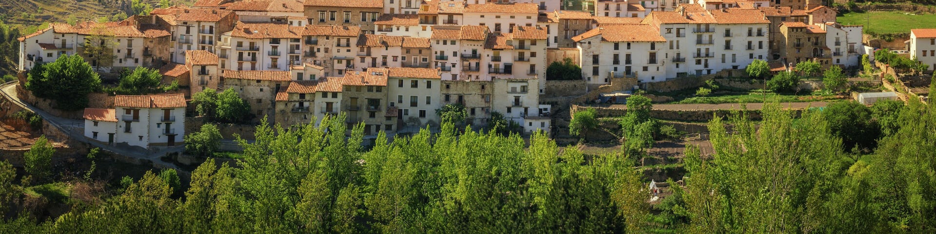 Panoramic of the historic village of Linares de Mora in the province of Teruel, Spain