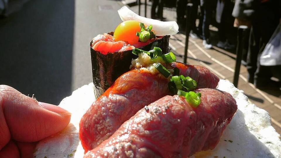 #beef #Takayama #Japan #hidabeef #food #culinary #LikeALocal #trovember
Not as widely known or famous as its cousin the Kobe beef, nonetheless, the Hida beef represents the pinnacle of food ingredient's quality that Japan is famous for. The term Hida beef itself is specifically given to the beef from black-haired cattle that have been raised in #Gifu perfecture for at least 14 months, with the beef to have to be at least grade B and texture grade of 3. Considered as the ideal #wagyu because the marbling doesn't onley permeates through the tender steak cut but also every part of the cow's meat. The juiciness and the freshness of the meat means that it can be eaten raw and often sold as sushi throughout cities in Gifu perfecture such as Takayama and Kanazawa.
If you want to get the best out of your Hida beef culinary tour try putting the small beautiful old town of Takayama in your itinerary which is considered as the center for Hida beef culinary. Here, Hida beef can be found everywhere and cooked in varieties of ways from sukiyaki, yakiniku, to even beef jerkies. A definite must try is the Hida beef sushi that are sold mostly by street peddlers on street of the old town. Each stall usually has its own unique rolls and toppings to complement the raw Hida beef and the waiting queue is usually about 15 - 40 minutes. Waiting in line to eat raw beef on the street might not feel like the best idea during vacation but trust me, it's worth the time :)