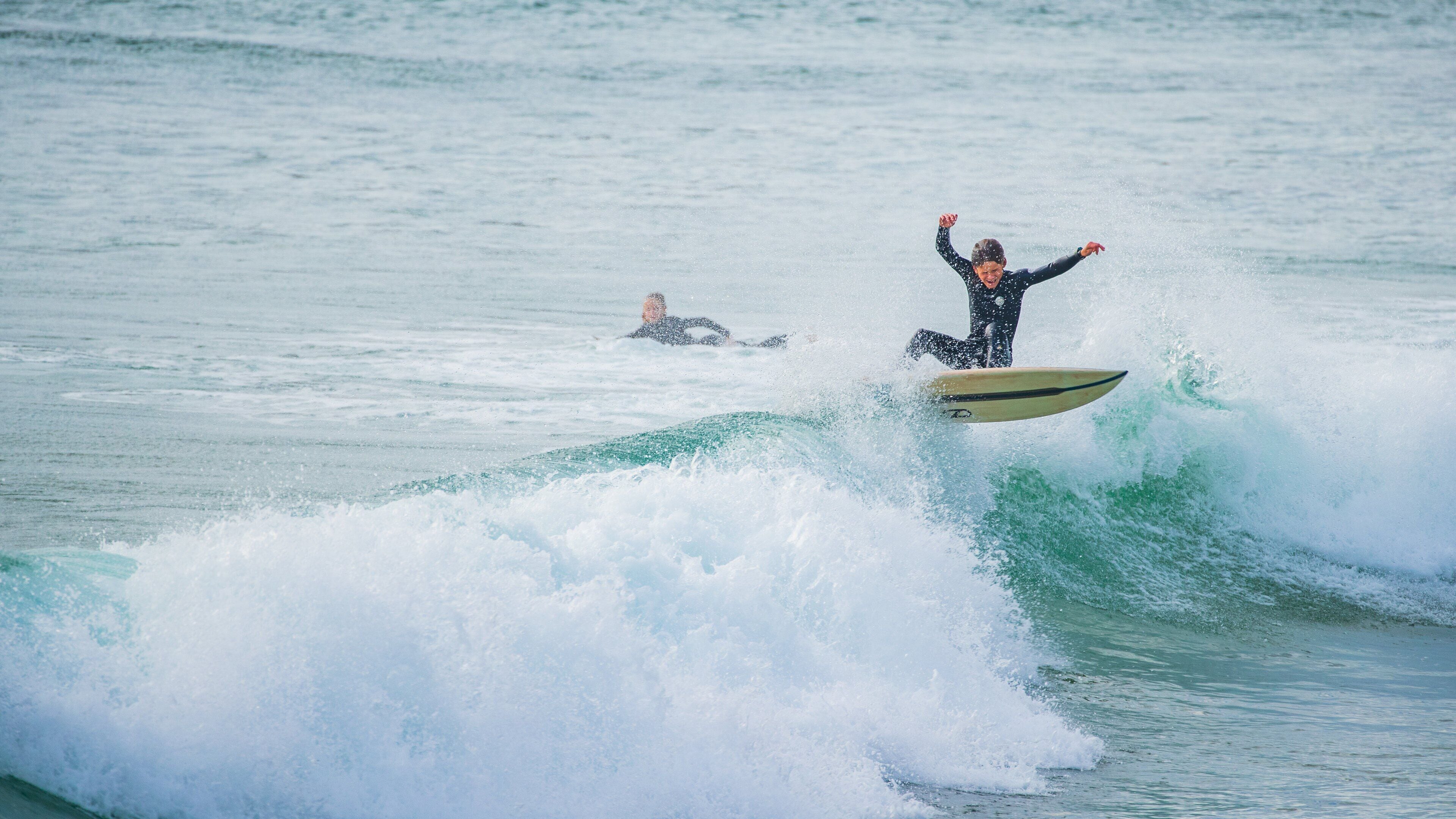 Town Beach which includes surfing, general coastal views and waves
