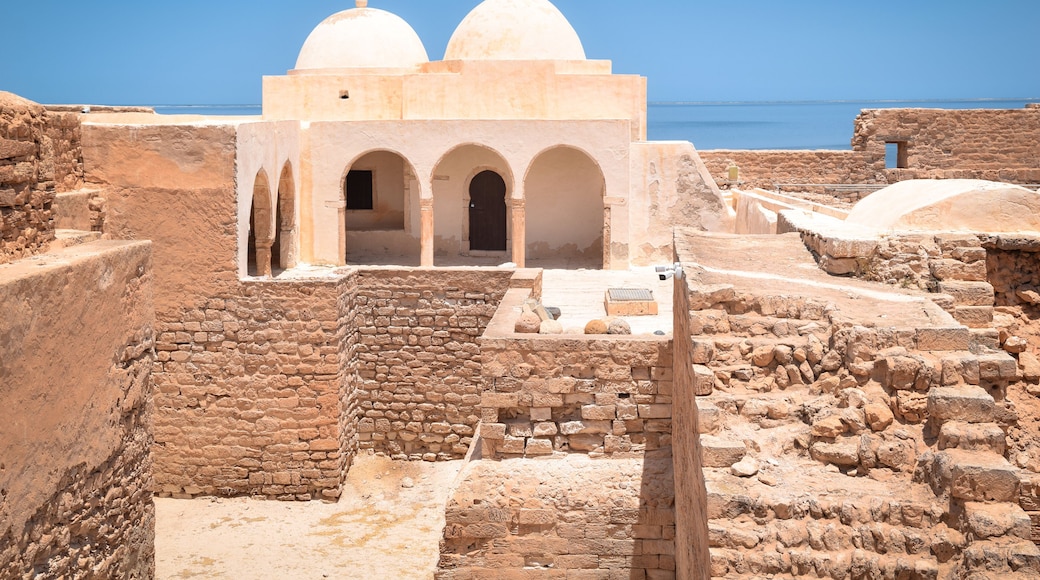 Mausoleum of Sidi Saad and Ghazi Mustapha inside the Borj El Kebir fortress, Houmt Souk on the island of Djerba, Tunisia.