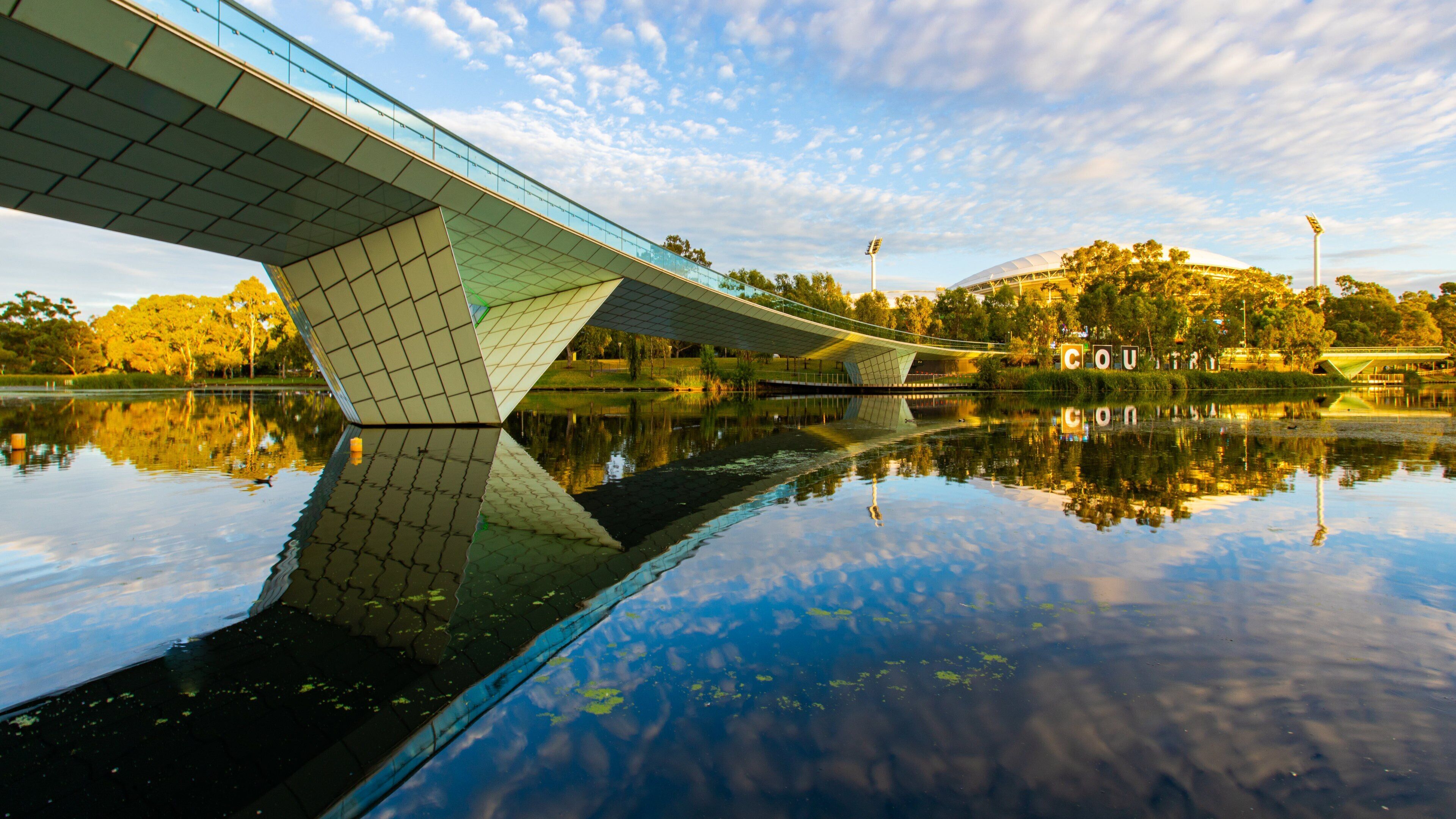 River Torrens Footbridge featuring a bridge and a river or creek