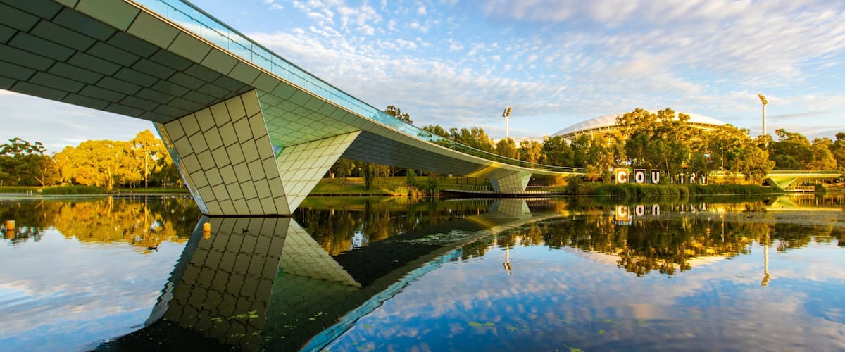 River Torrens Footbridge featuring a bridge and a river or creek