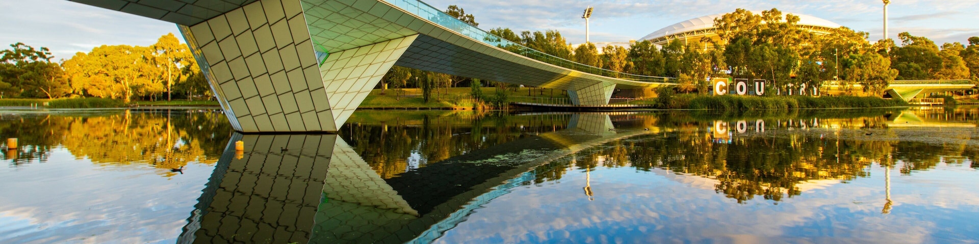 River Torrens Footbridge featuring a bridge and a river or creek