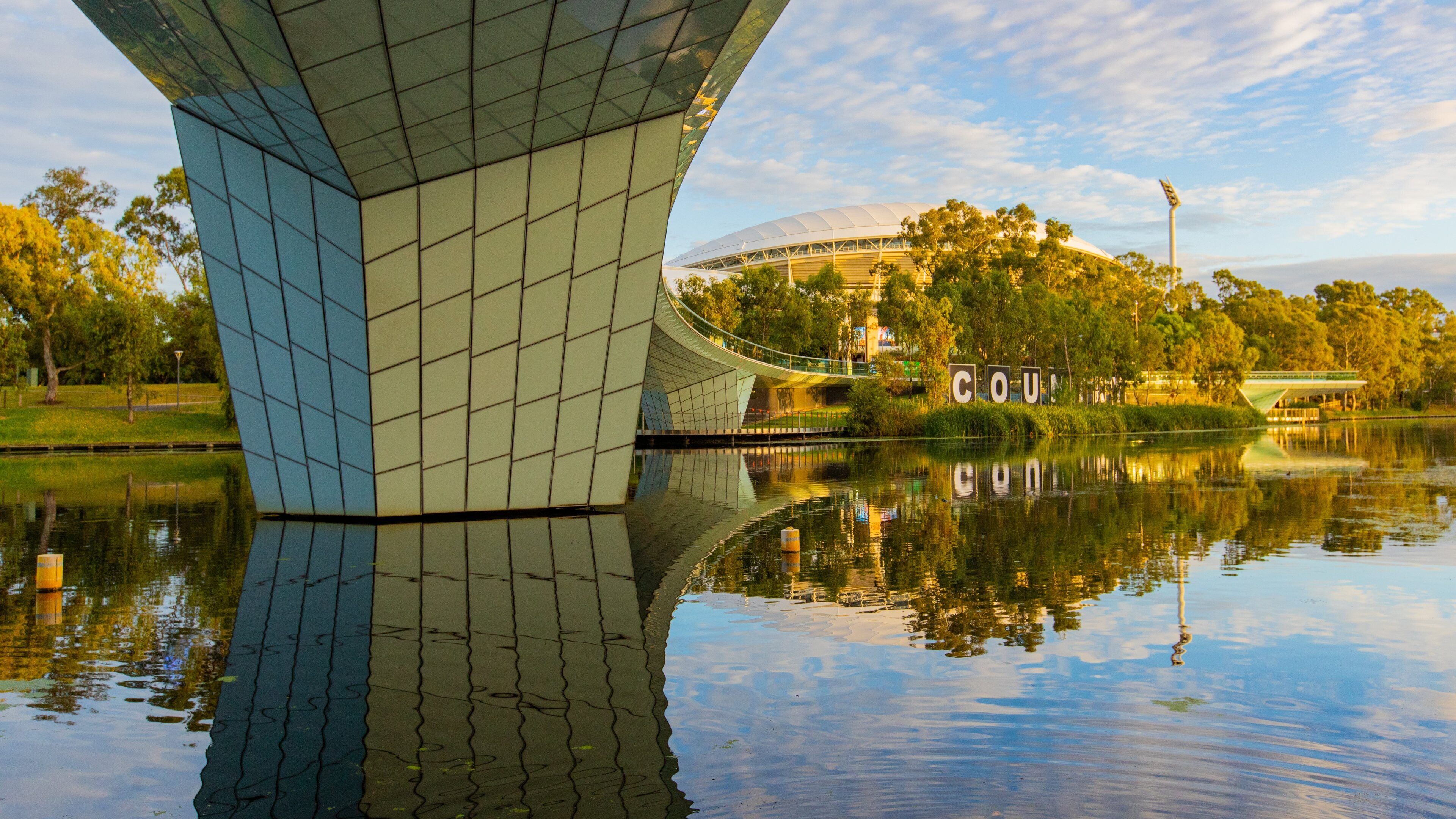 River Torrens Footbridge showing a bridge and a river or creek