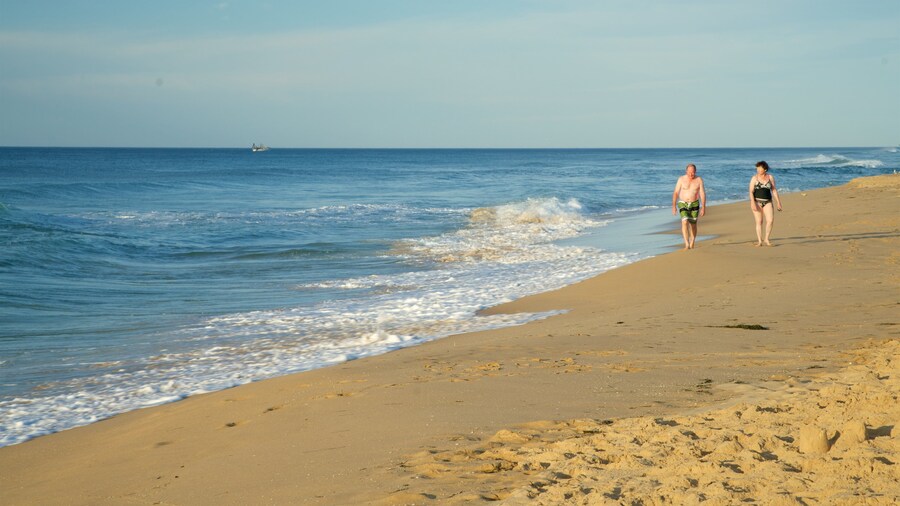 Gippsland ofreciendo una bahía o puerto y una playa y también una pareja