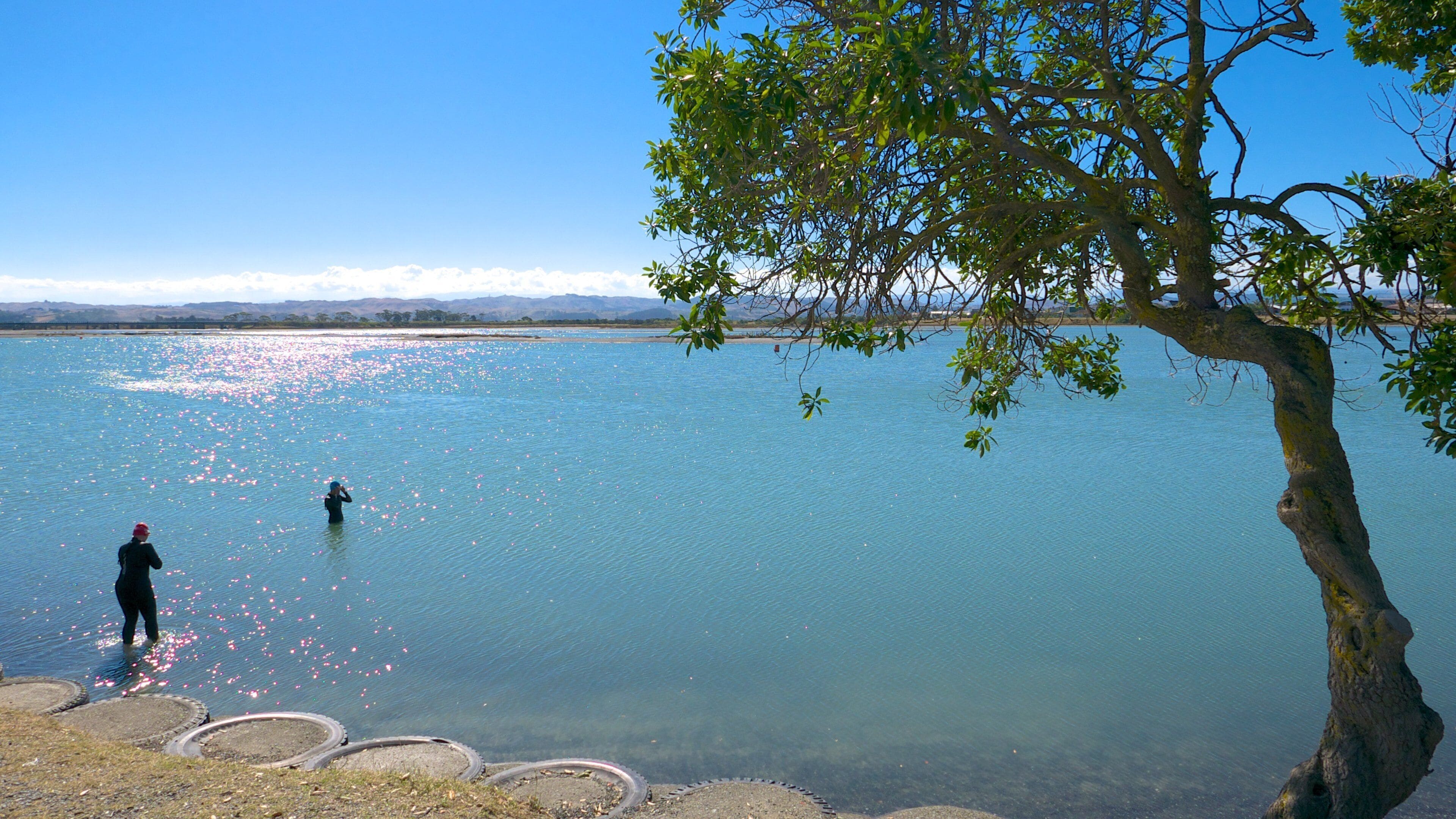 Napier showing a lake or waterhole as well as a small group of people