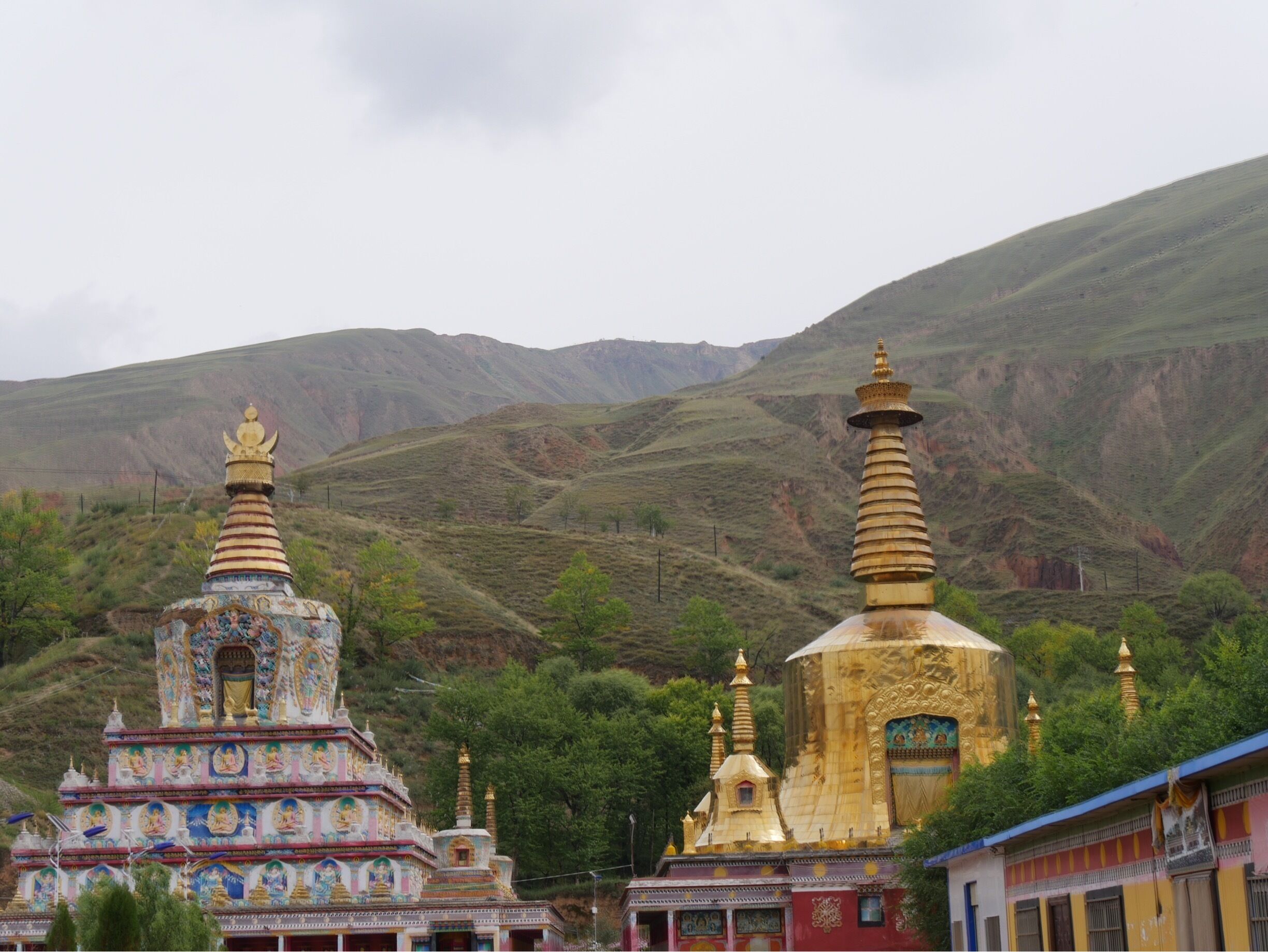 Chortens at the Lower Wutan Monastery, Rebkong, China.