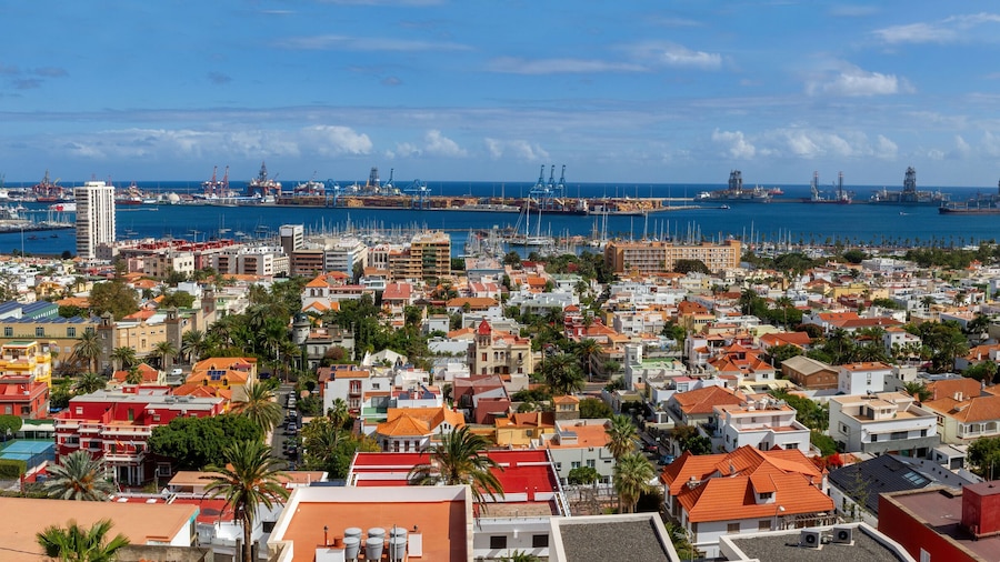 View of the city of Las Palmas de Gran Canaria with the port