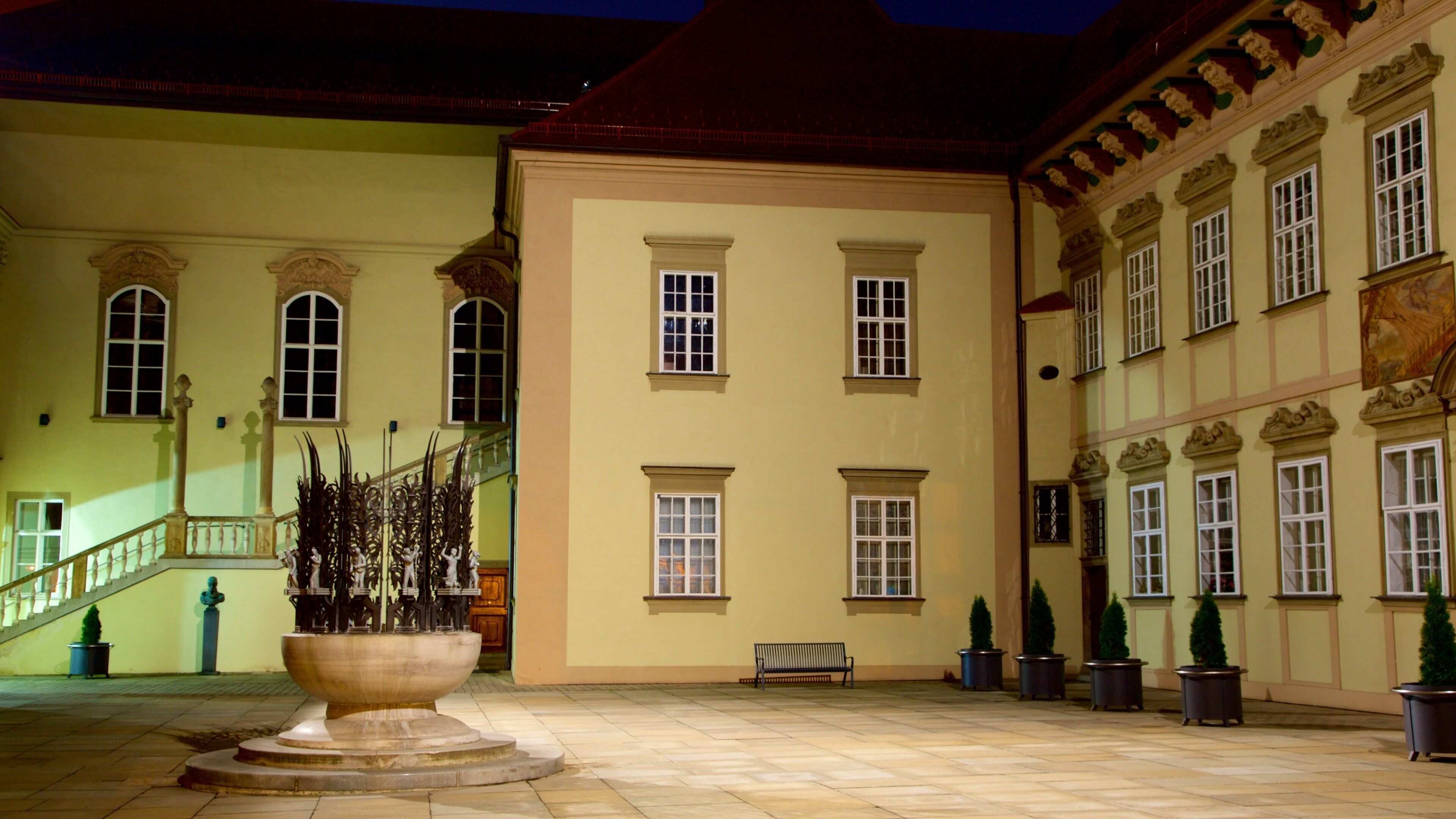 Brno which includes night scenes