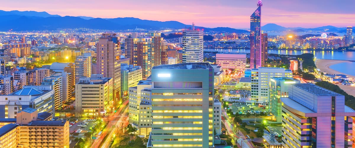 Fukuoka, Japan downtown city skyline