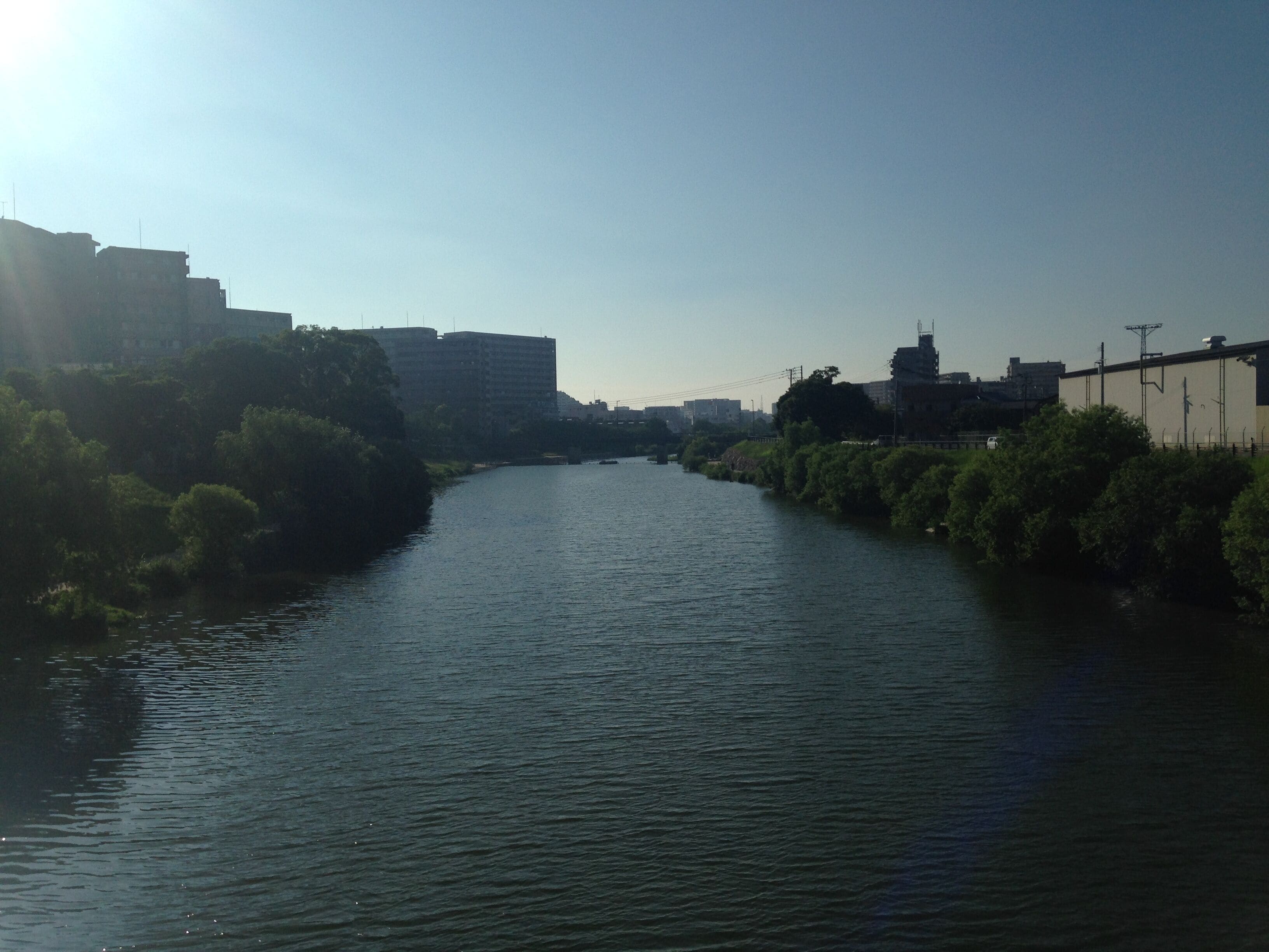 竹下駅西口前のリボン橋より望む那珂川(下流側)