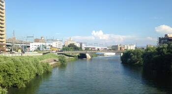 竹下駅西口前のリボン橋より望む那珂
