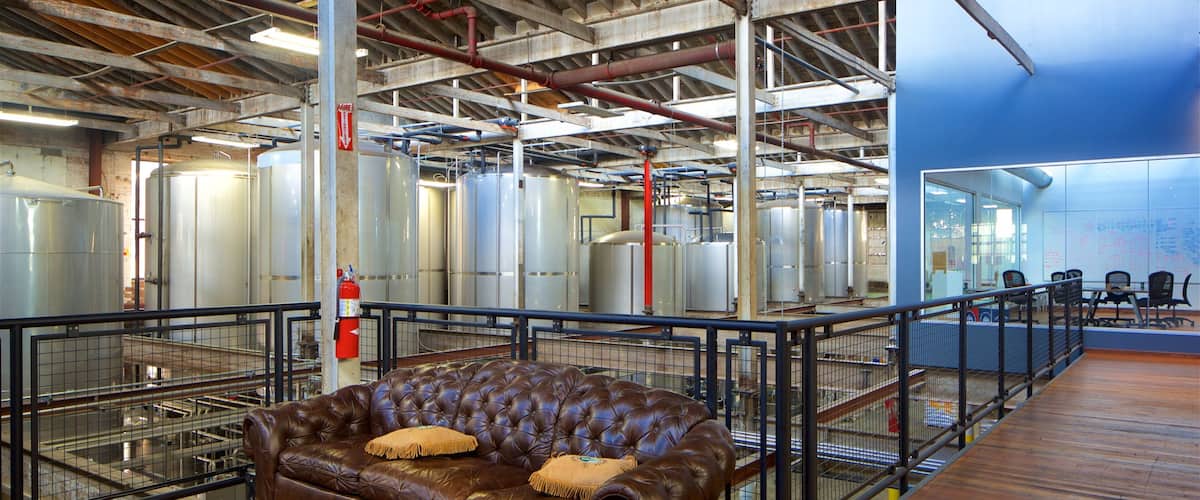 Rhinegeist Brewery which includes interior views and industrial elements