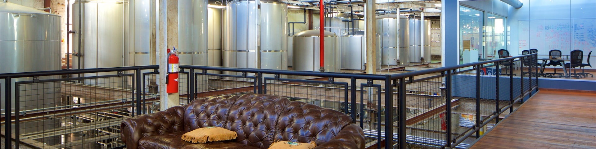 Rhinegeist Brewery which includes interior views and industrial elements