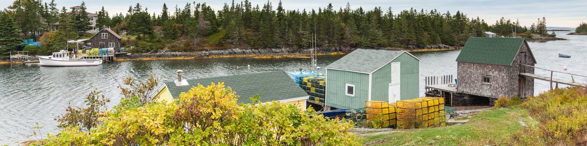 Canada, Nova Scotia, Heckmans Island. Coastal fishing village.